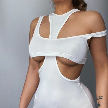 Sexy Cut Out Two Piece Dress Sets 2021 Summer Club Mini Dress Women White Black Bodycon